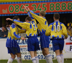 Celebrating John Kennedy's Goal. Picture Copyright 2001 Ian C. Walmsley / First Hosting