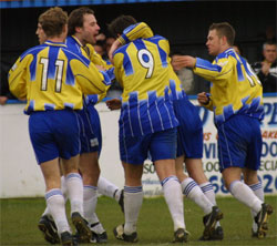 Celebrating John Kennedy's goal. Picture Copyright 2001 Ian C. Walmsley / First Hosting